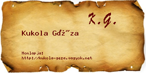 Kukola Géza névjegykártya
